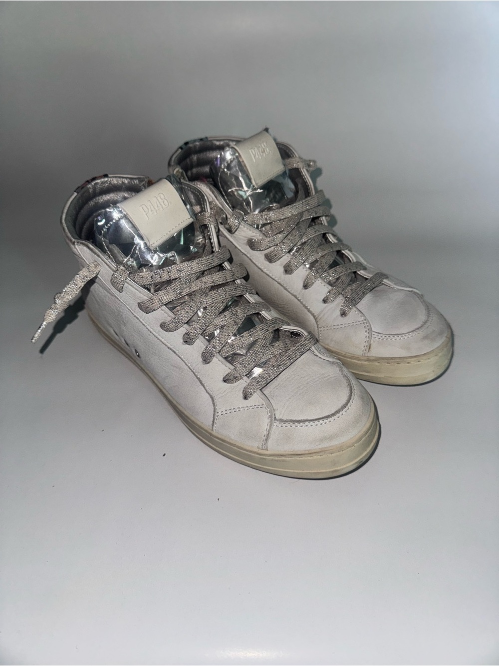 P448 Women's High-Top Sneakers in Light Gray